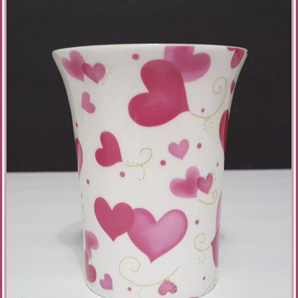 NEW RARE Coastline Imports Pink Hearts Mug 10 OZ Bone China Valentine's - Picture 5 of 7